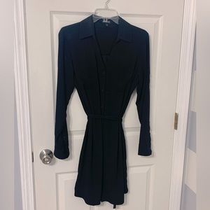 Black shirt dress with tie